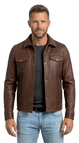 KTM126 - Brązowa katana skórzana męska ze skóry PREMIUM DORJAN