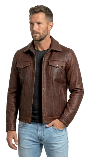 KTM126 - Brązowa katana skórzana męska ze skóry PREMIUM DORJAN