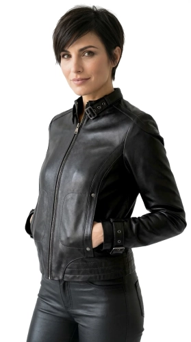 EWA450 - Czarna kurtka damska biker z naturalnej skóry owczej DORJAN