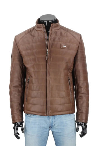 OUT249 - XL - Kurtka skórzana pikowana męska granatowa DORJAN Outlet