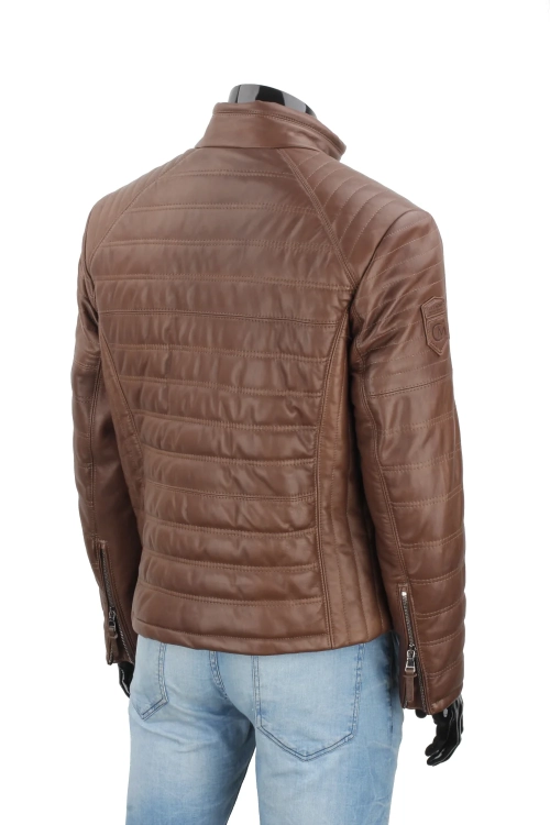 OUT249 - XL - Kurtka skórzana pikowana męska granatowa DORJAN Outlet