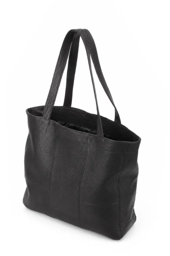 Torebka damska shopper z czarnej skóry owczej DORJAN 1.webp