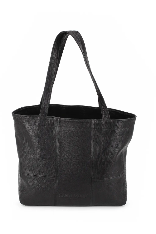 Torebka damska shopper z czarnej skóry owczej DORJAN 2.webp