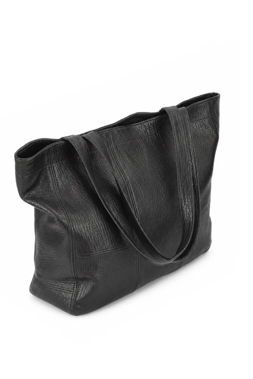 Torebka damska shopper z czarnej skóry owczej DORJAN 5.webp