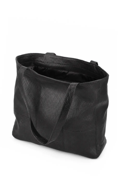 Torebka damska shopper z czarnej skóry owczej DORJAN 6.webp