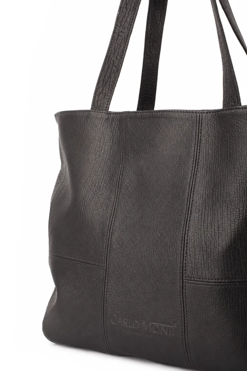 Torebka damska shopper z czarnej skóry owczej DORJAN 7.webp