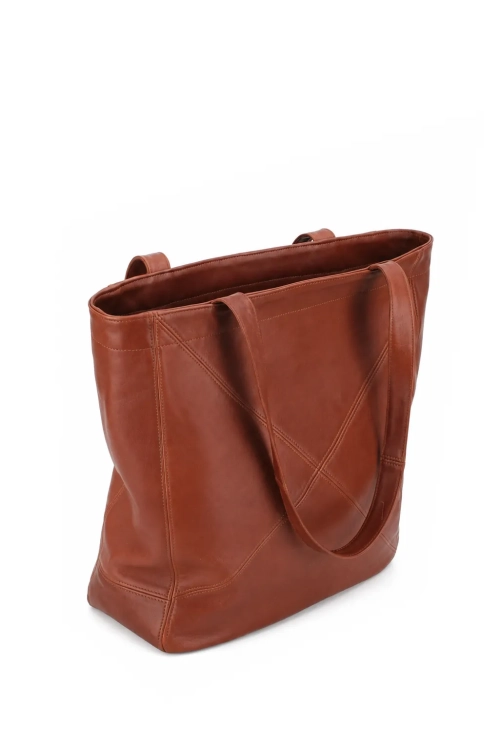 Torebka damska typu shopper z brązowej skóry owczej DORJAN 4.webp