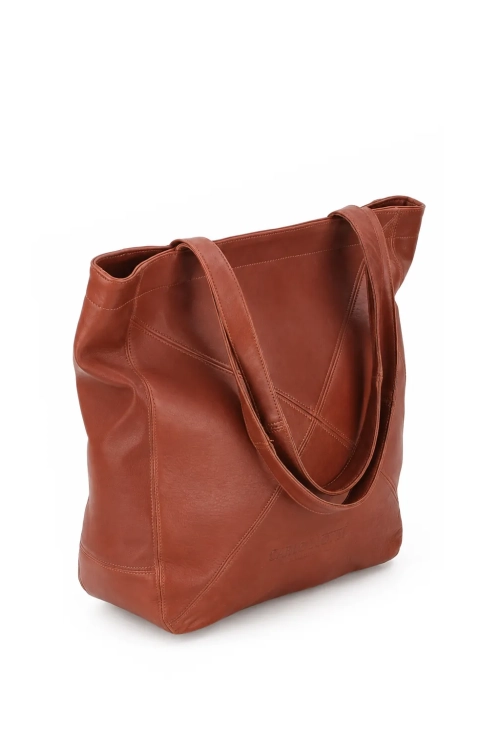 Torebka damska typu shopper z brązowej skóry owczej DORJAN 5.webp