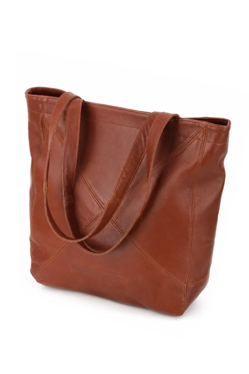 Torebka damska typu shopper z brązowej skóry owczej DORJAN 6.webp
