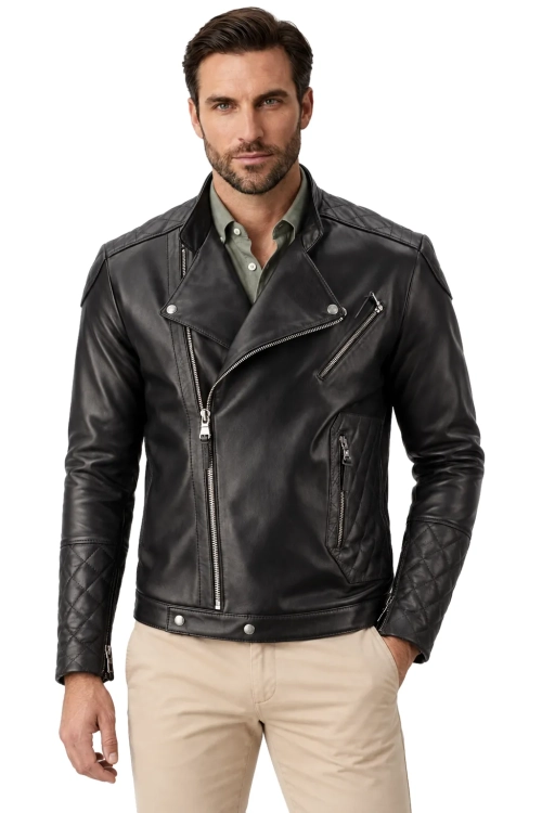 Skórzana Ramoneska Męska w stylu Biker DORJAN (1).webp