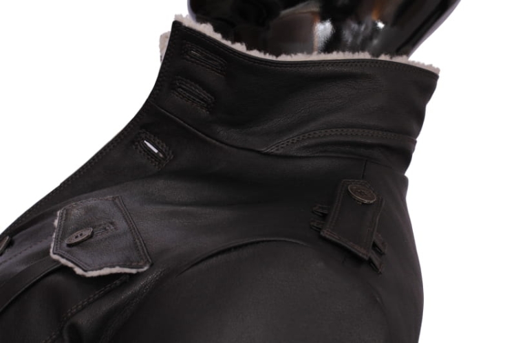 ELV950 - Ocieplana Kurtka skórzana męska / ramię z paginami i ciepła stójka CARLO MONTI