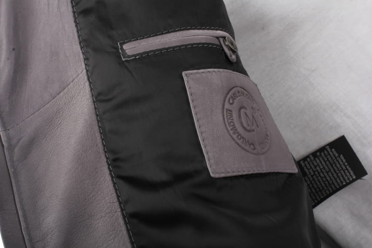 Kurtka skórzana pikowana męska DORJAN CM NIK102 kieszeń wewnętrzna 