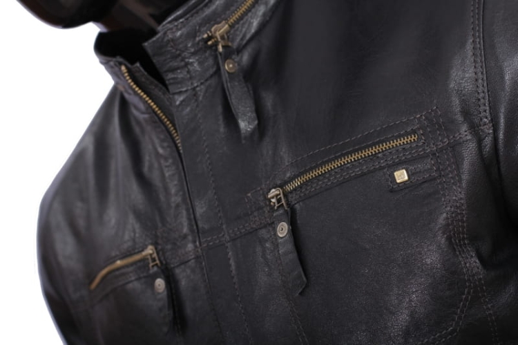 Kurtka skórzana męska DORJAN OLG950_1 złote zamki