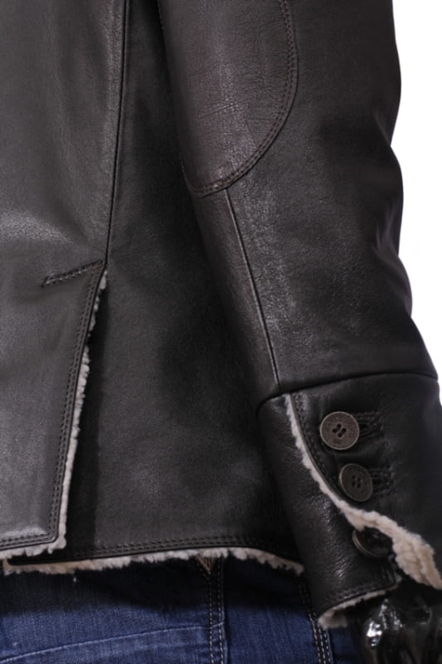 ELV950 - Ciepła Kurtka skórzana męska / rozporek na tyle kurtki i zapięcie mankietu rękawa CARLO MONTI