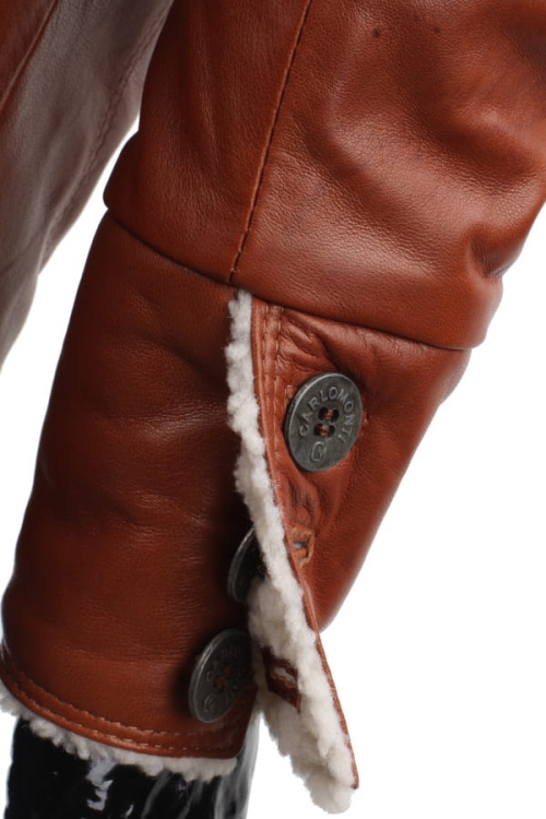 ELV090 - Kurtka skórzana męska / zapięcie mankietu rękawa na guziki metalowe DORJAN