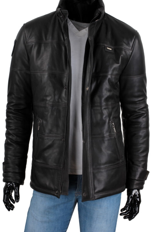 Kurtka skórzana pikowana męska DORJAN CM BRU450_4 przód 