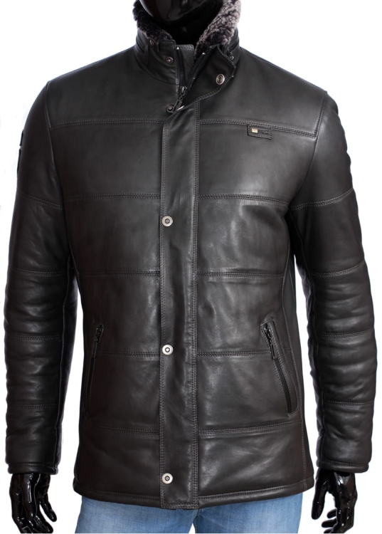 Kurtka skórzana pikowana męska DORJAN CM BRU100