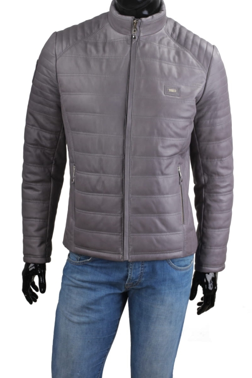 Kurtka skórzana pikowana męska DORJAN CM NIK102 przód zapięty 