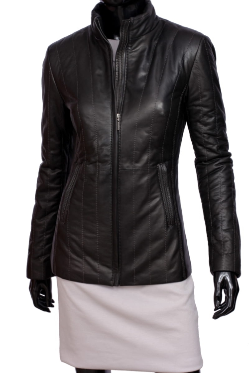 KURTKA SKÓRZANA PIKOWANA DAMSKA CARLO MONTI AML450