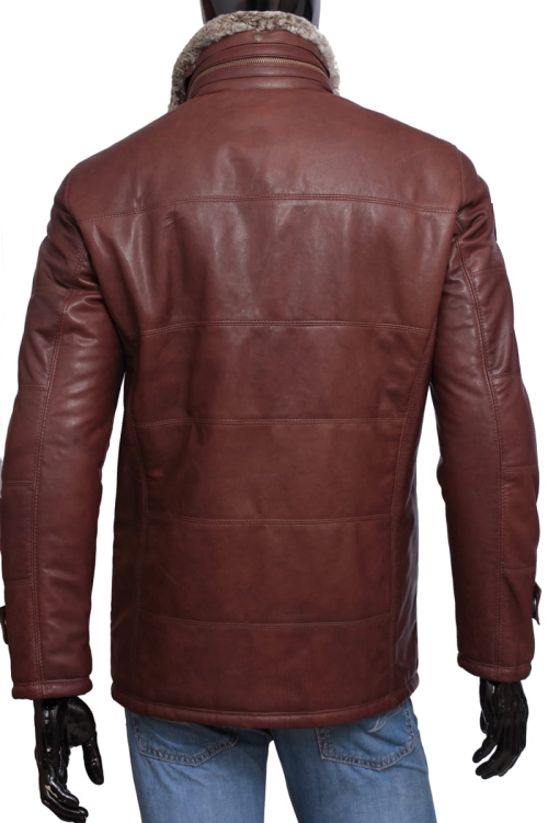 Kurtka skórzana pikowana męska CARLO MONTI BRU117 tył