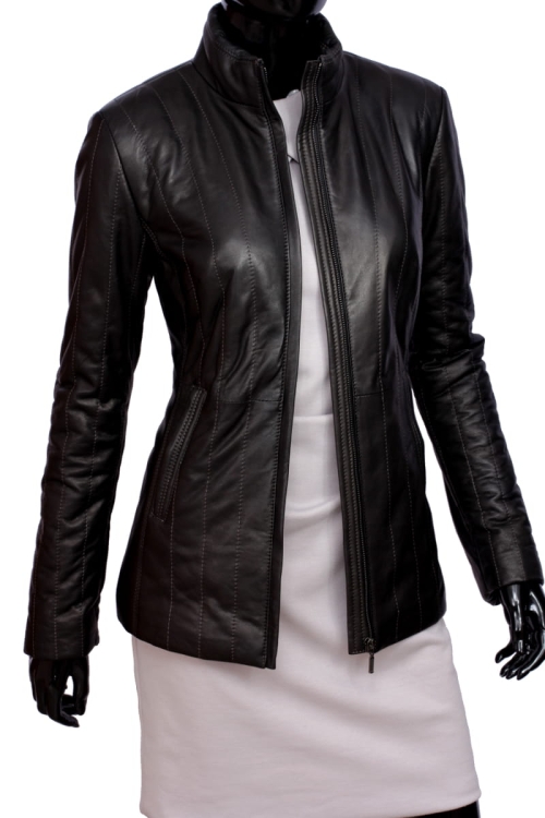 KURTKA SKÓRZANA PIKOWANA DAMSKA CARLO MONTI AML450