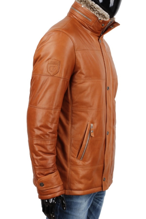 Kurtka skórzana pikowana męska DORJAN CM BRU088 7.JPG