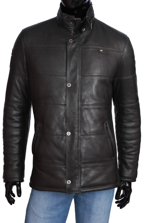 Kurtka skórzana pikowana męska CARLO MONTI BRU100