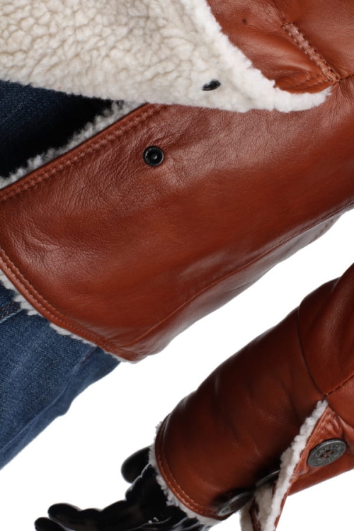 ELV090 - Kurtka skórzana męska / rozporek na tyle kurtki zapinany na zatrzask DORJAN