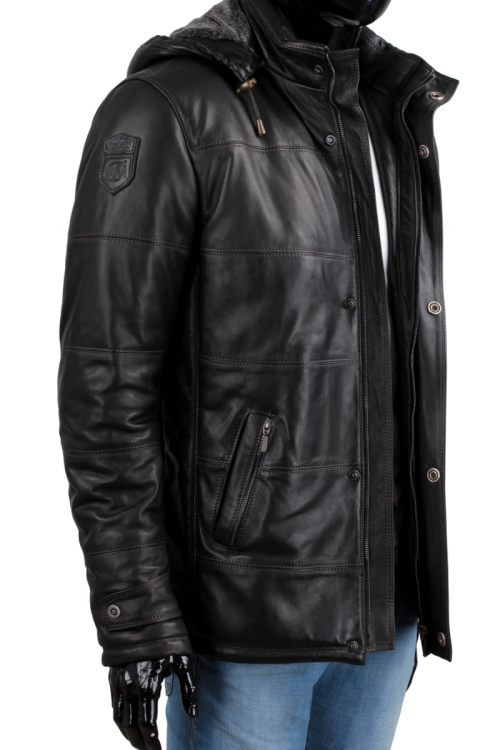 Kurtka skórzana pikowana męska DORJAN CM BRU450_4 skóra najwyższej jakości 