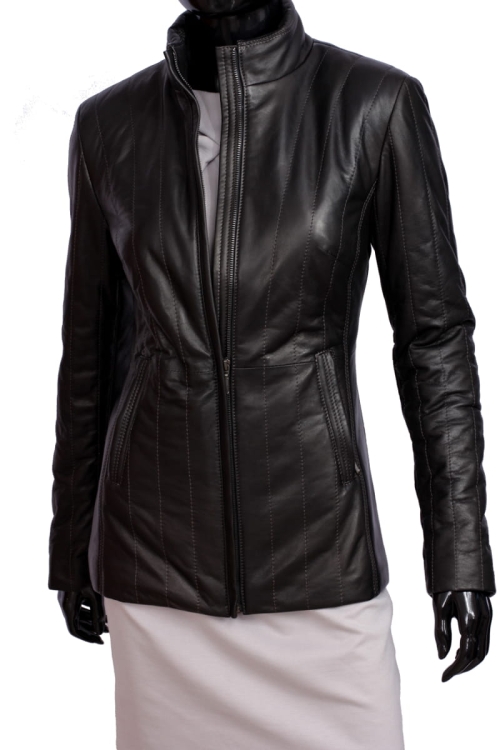 KURTKA SKÓRZANA PIKOWANA DAMSKA CARLO MONTI AML450