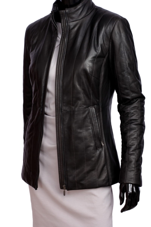 KURTKA SKÓRZANA PIKOWANA DAMSKA CARLO MONTI AML450