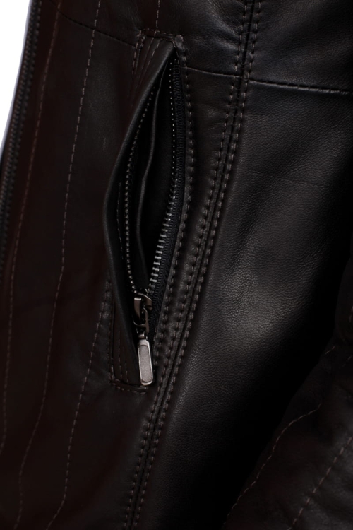 KURTKA SKÓRZANA PIKOWANA DAMSKA CARLO MONTI AML450