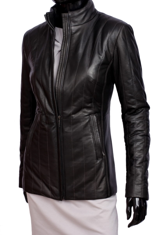 KURTKA SKÓRZANA PIKOWANA DAMSKA CARLO MONTI AML450