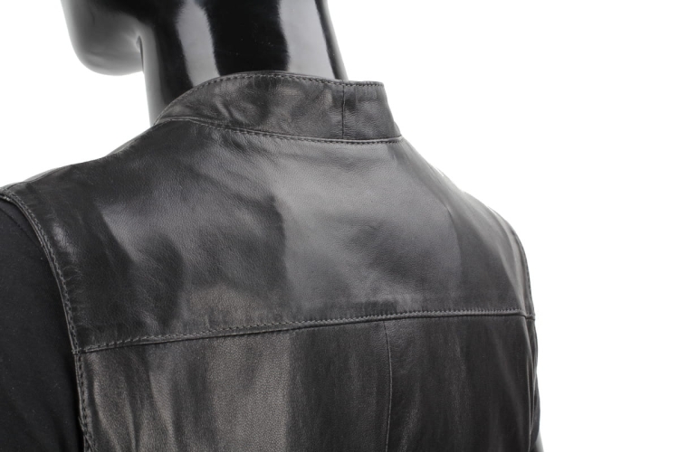 KRY450 - kamizelka skórzana damska z asymetrycznym zapięciem / lekko dopasowana/ DORJAN