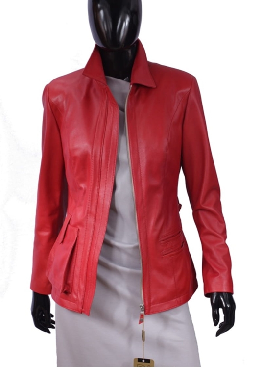 Kurtka skórzana damska DORJAN MJA461 czerwona