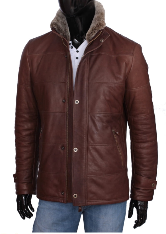 Kurtka skórzana pikowana męska CARLO MONTI BRU117