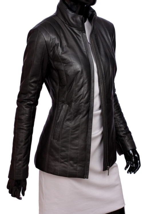 KURTKA SKÓRZANA PIKOWANA DAMSKA CARLO MONTI AML450