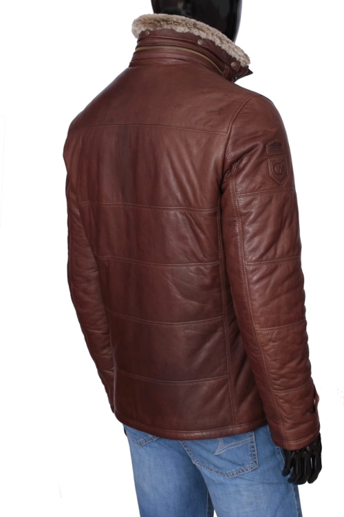 Kurtka skórzana pikowana męska CARLO MONTI BRU117