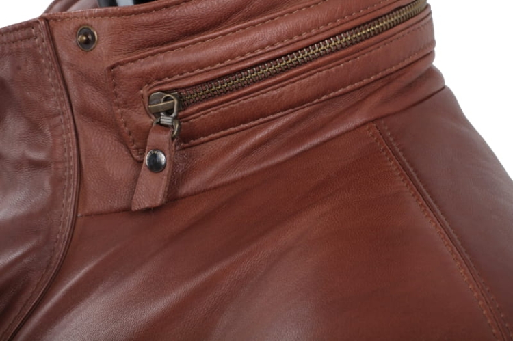 Kurtka skórzana pikowana męska DORJAN CM BRU216 zamek 