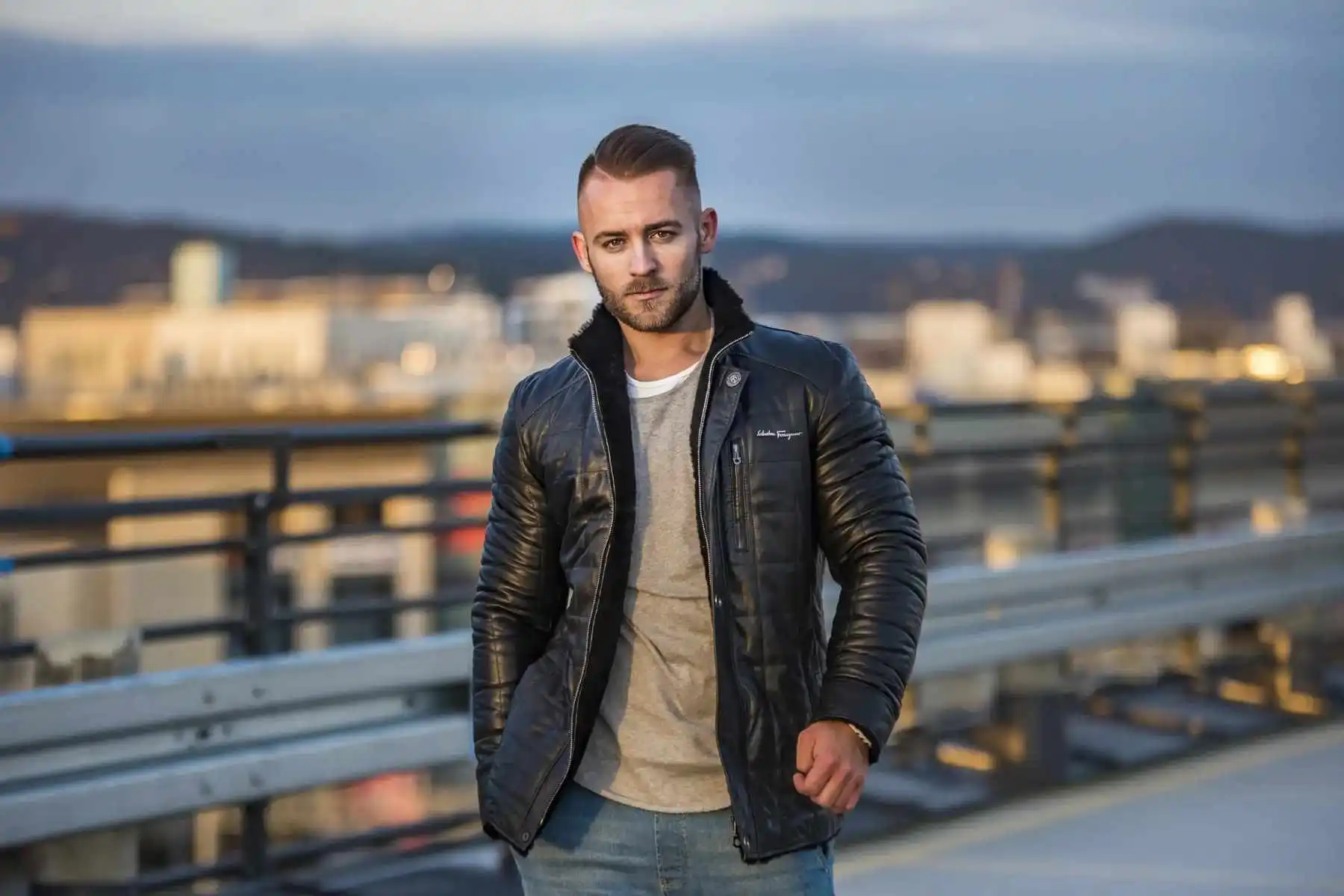 kurtka skórzana pikowana męska