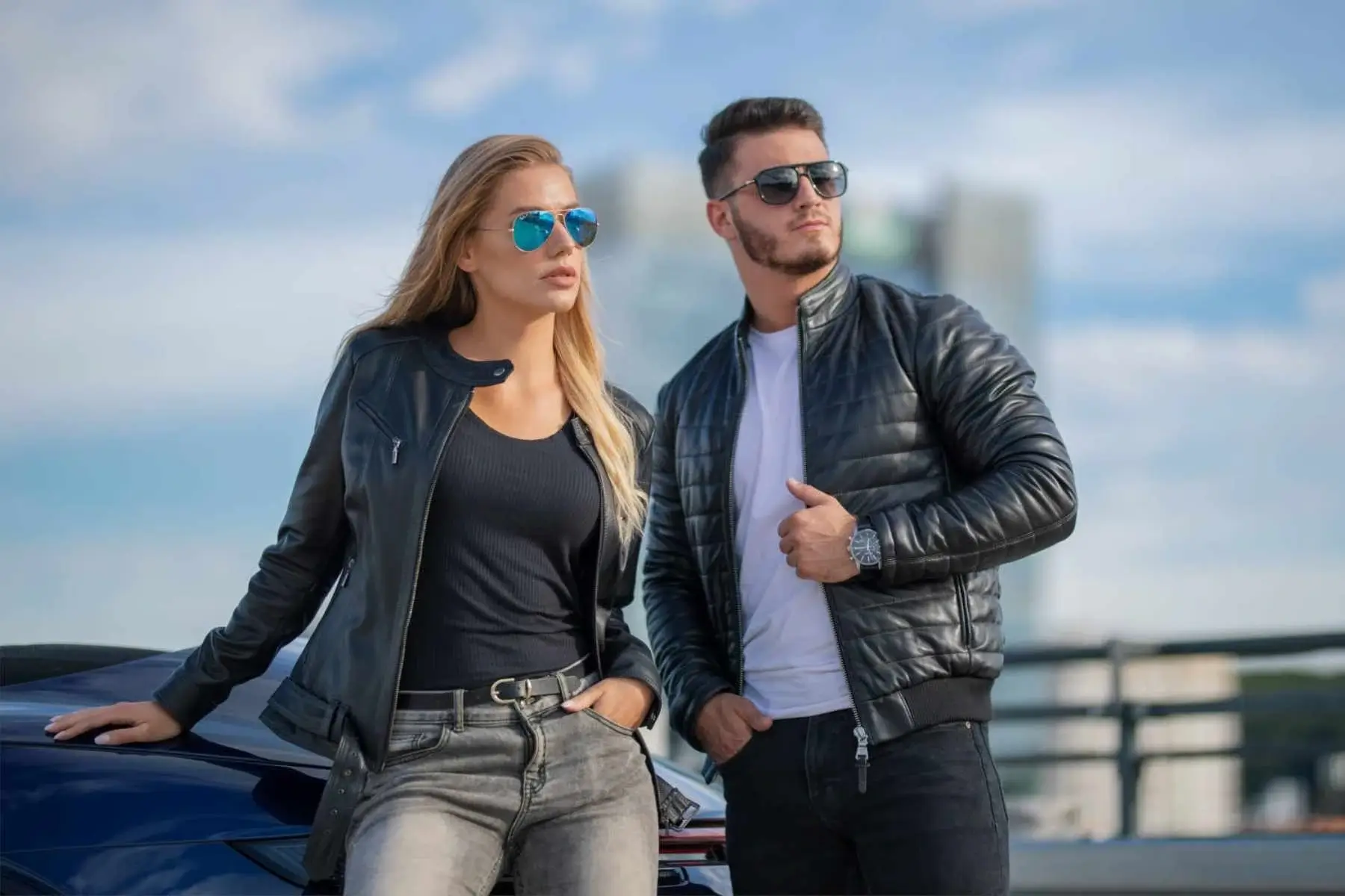 czarna bomberka męska ze skóry naturalnej